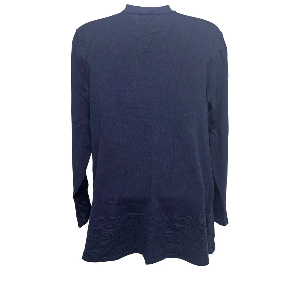 Charter Club Womens Navy Blue Open Front‎ Cardigan Gold Button Cuff Sweater M